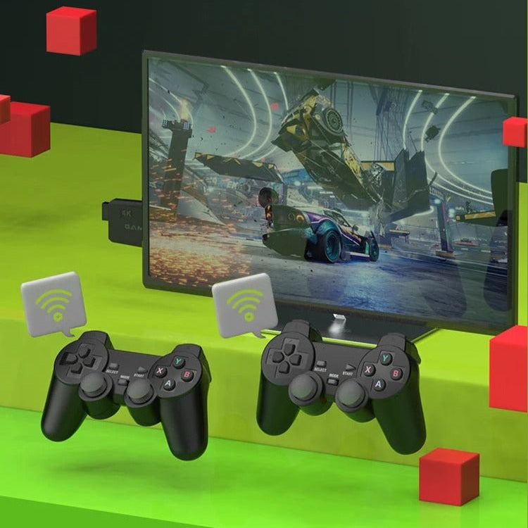 4K Retro Video Game Console Stick Dual Wireless Controllers Set