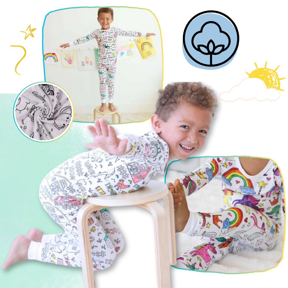 Kids Colour-In Cotton Pajama Set
