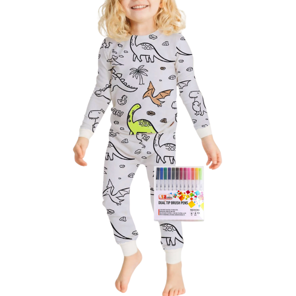 Kids Colour-In Cotton Pajama Set