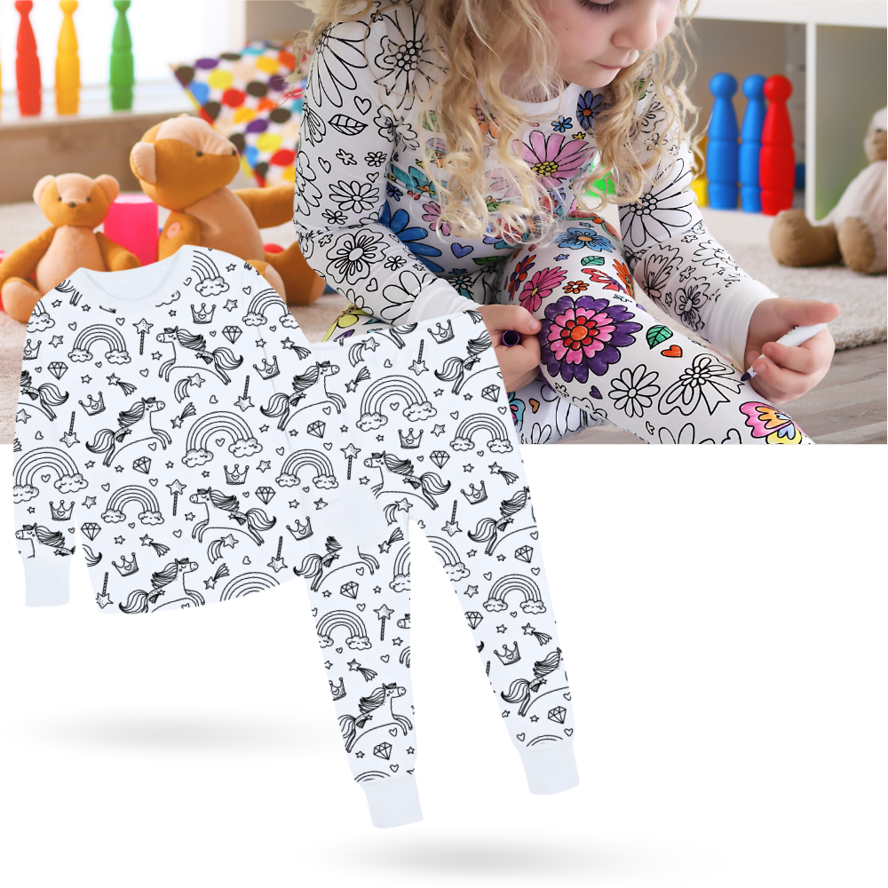 Kids Colour-In Cotton Pajama Set