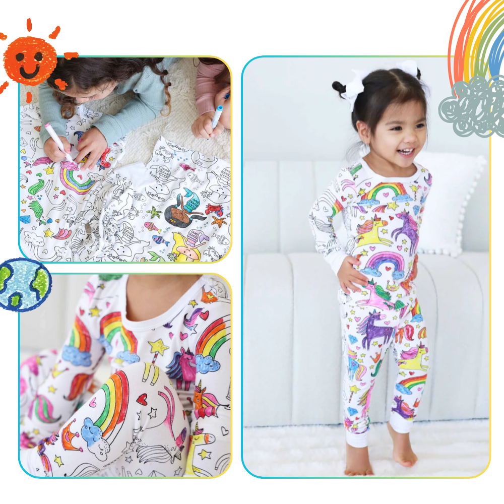 Kids Colour-In Cotton Pajama Set
