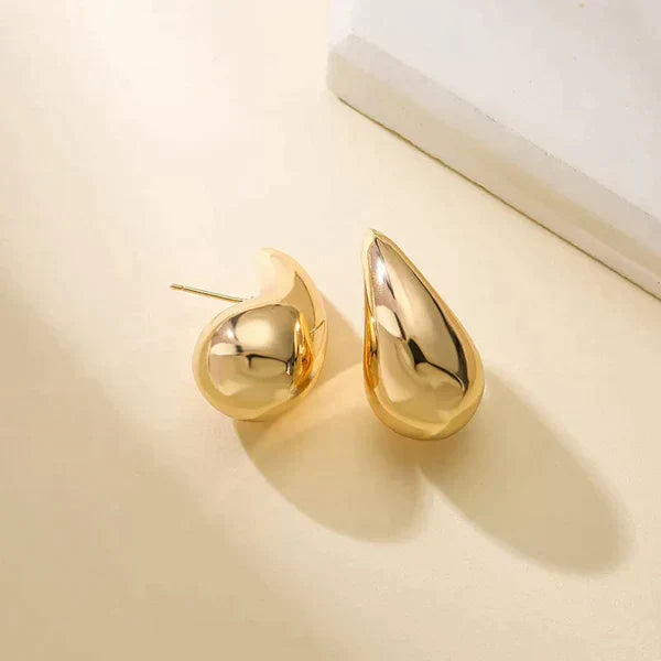 Women's Elegant Gold Teardrop Earrings | Sleek Polished Design
