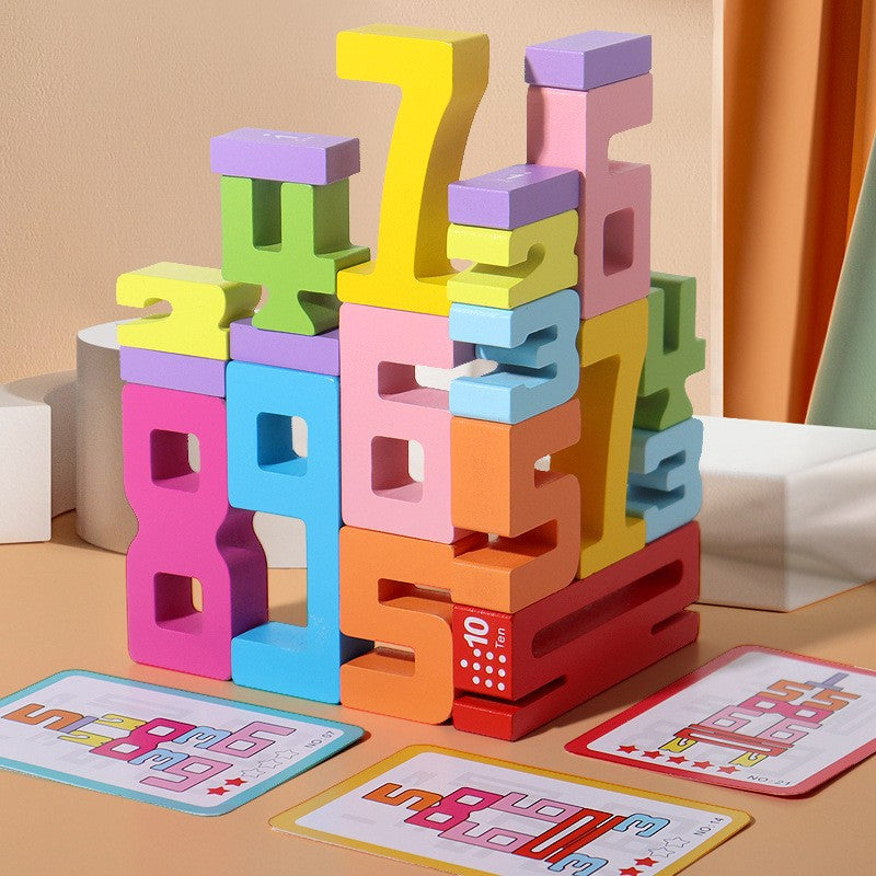 Wooden Maths Number Stacking Learning Blocks