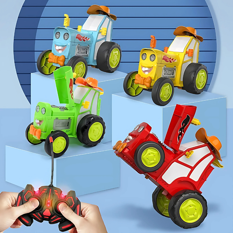 Remote Control Car Green Plastic Stunt Toy