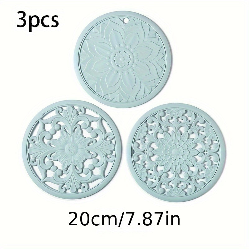 Heat Resistant Silicone Trivet Mat Set