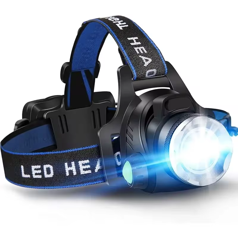 LED Head Torch with Zoom and Rechargeable Battery