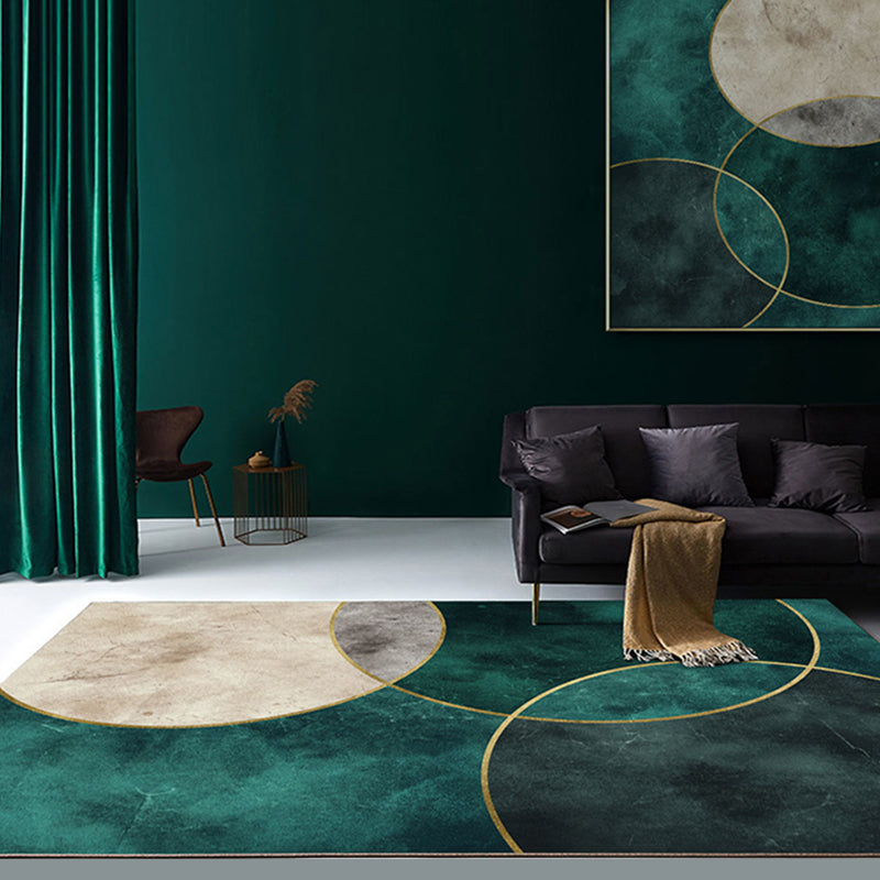 Washable Geometric Rug Modern Polyester Living Room