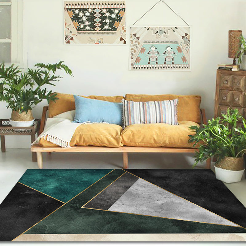 Washable Geometric Rug Modern Polyester Living Room