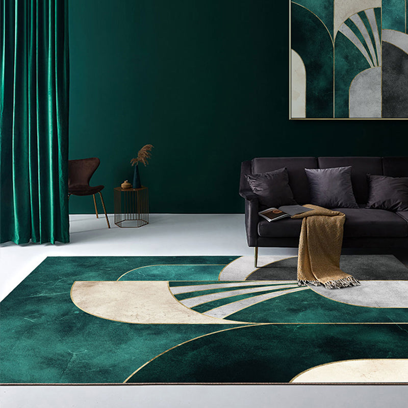 Washable Geometric Rug Modern Polyester Living Room