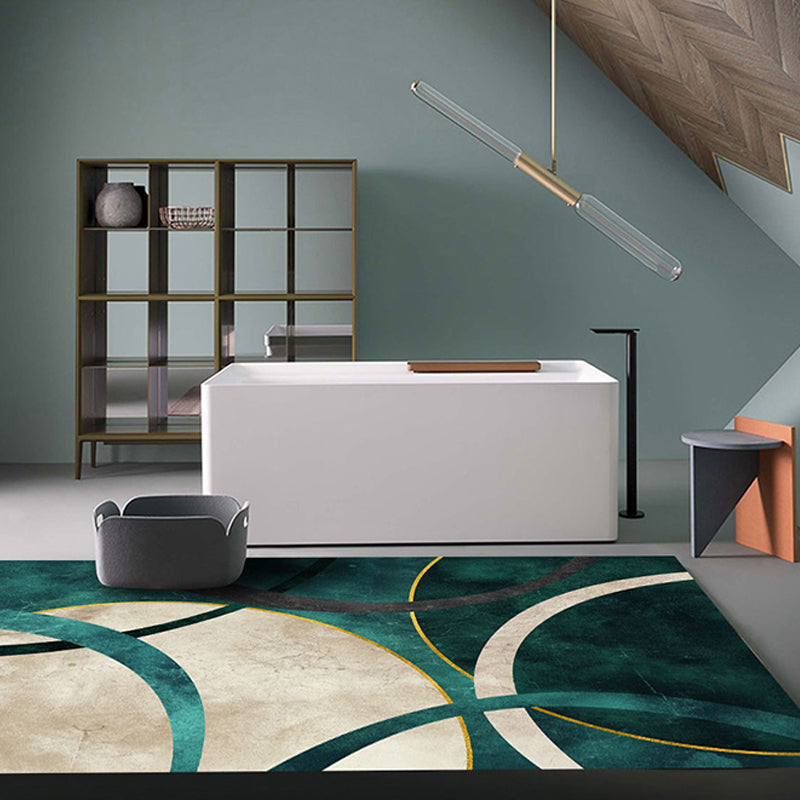 Washable Geometric Rug Modern Polyester Living Room