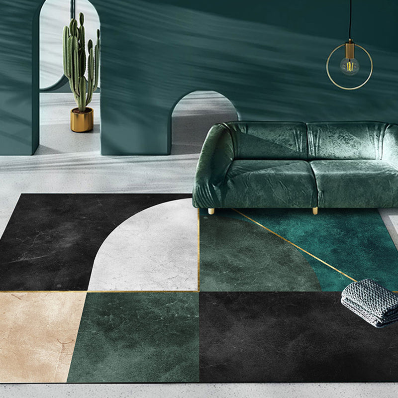 Washable Geometric Rug Modern Polyester Living Room