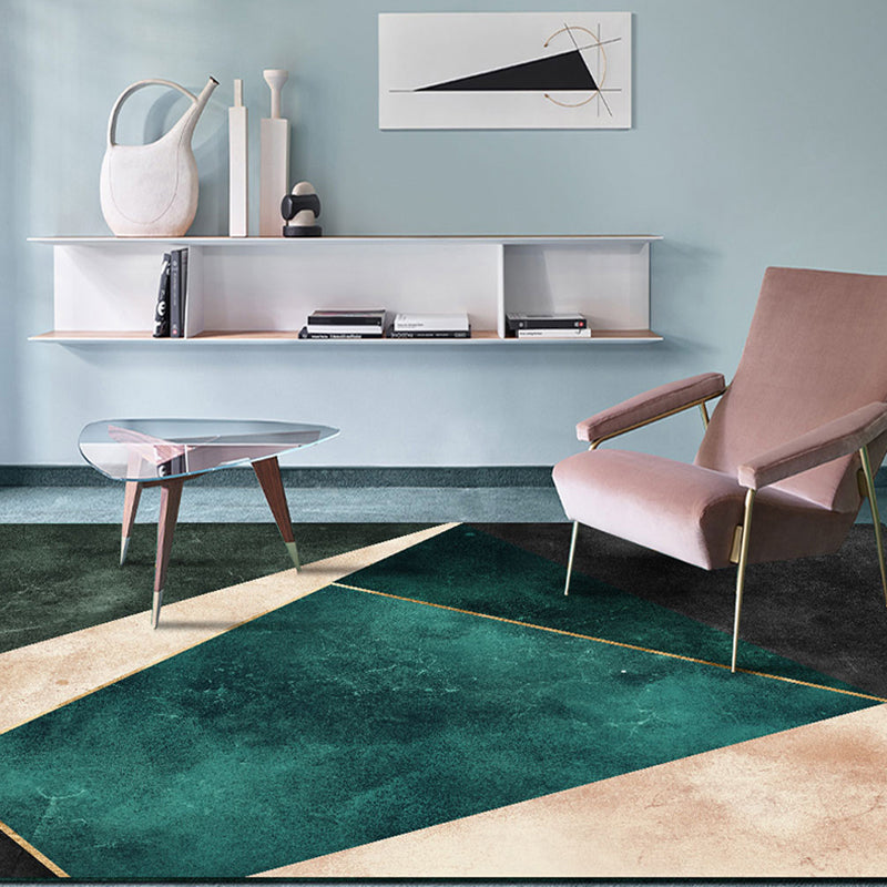 Washable Geometric Rug Modern Polyester Living Room