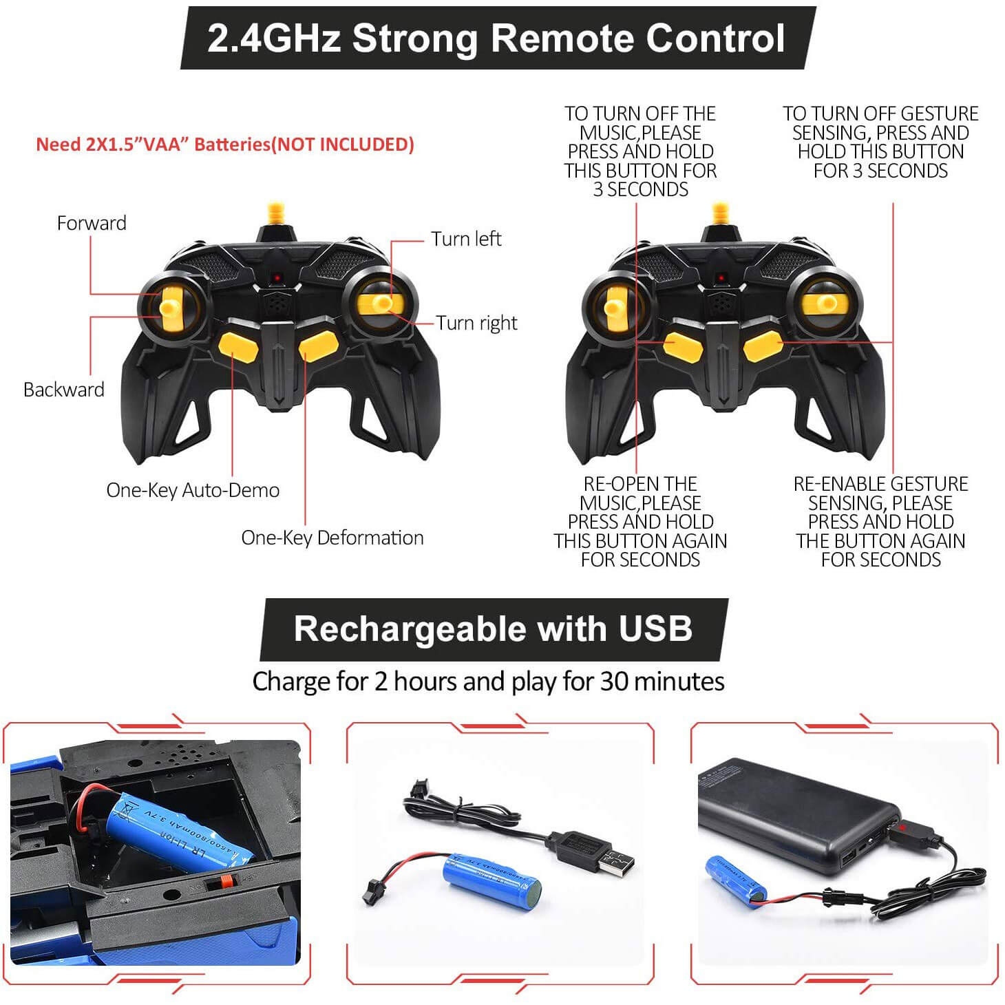 Remote Control Robot Car Transforming Toy