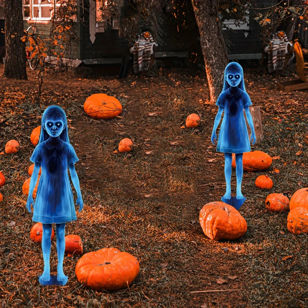 Halloween Outdoor Decoration Metal Ghost Girl Yard Stake