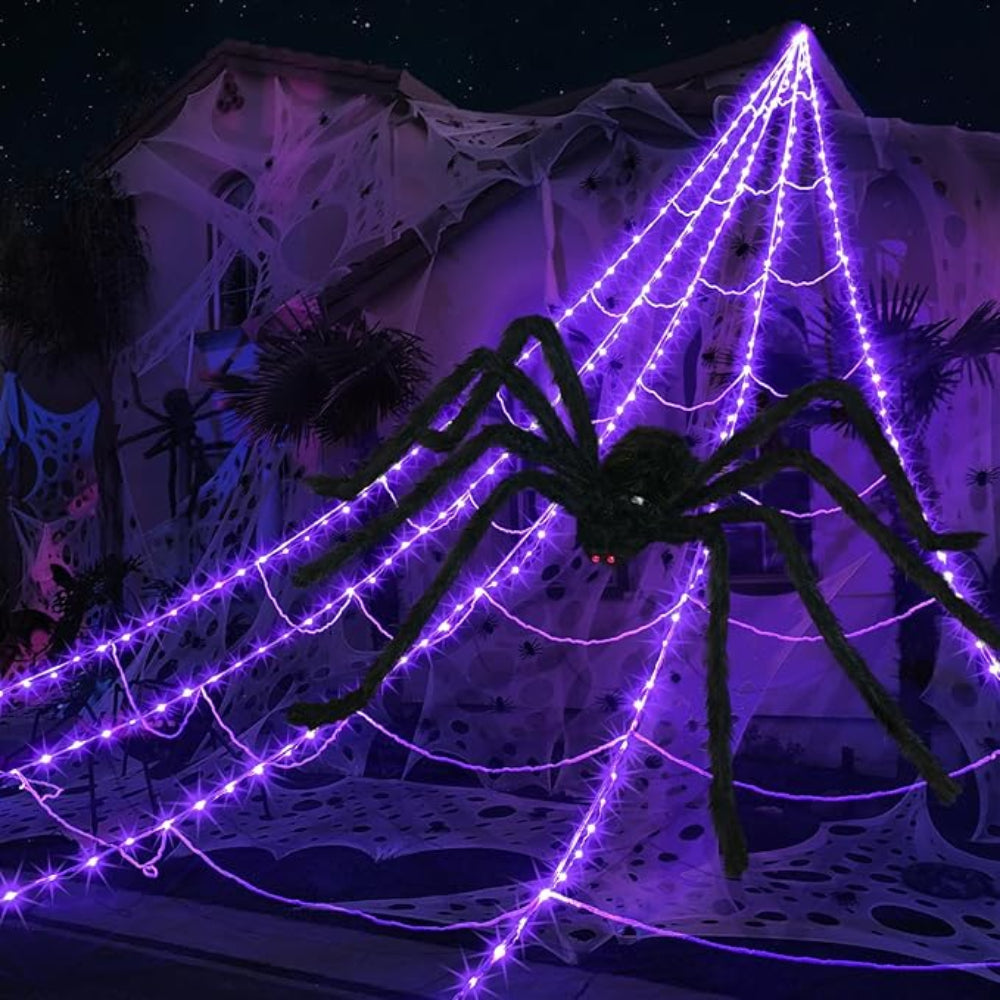 Halloween Outdoor Decoration Giant LED Spider Web Display