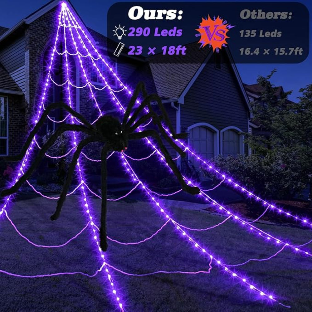 Halloween Outdoor Decoration Giant LED Spider Web Display