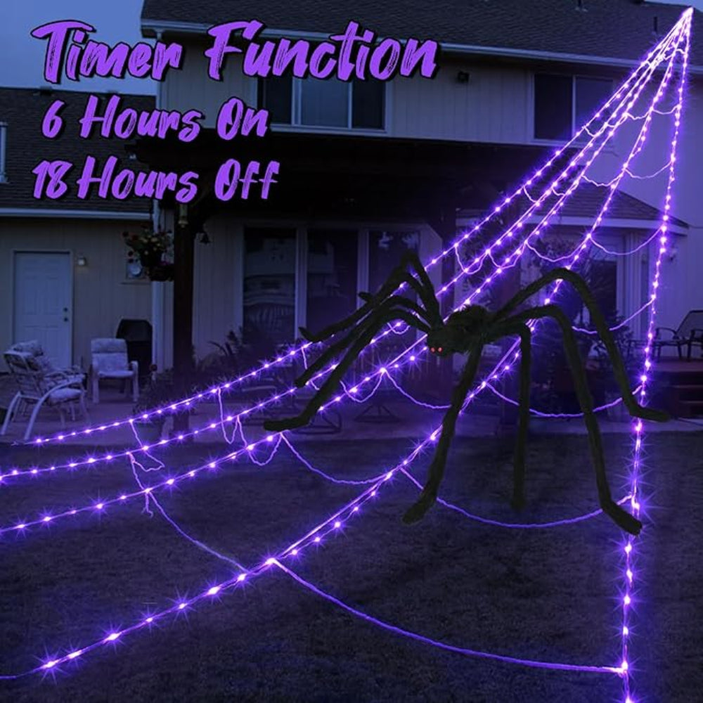 Halloween Outdoor Decoration Giant LED Spider Web Display