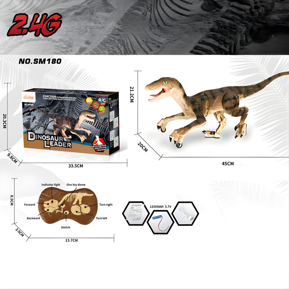 Remote Control Dinosaur Toy Walking LED Mist