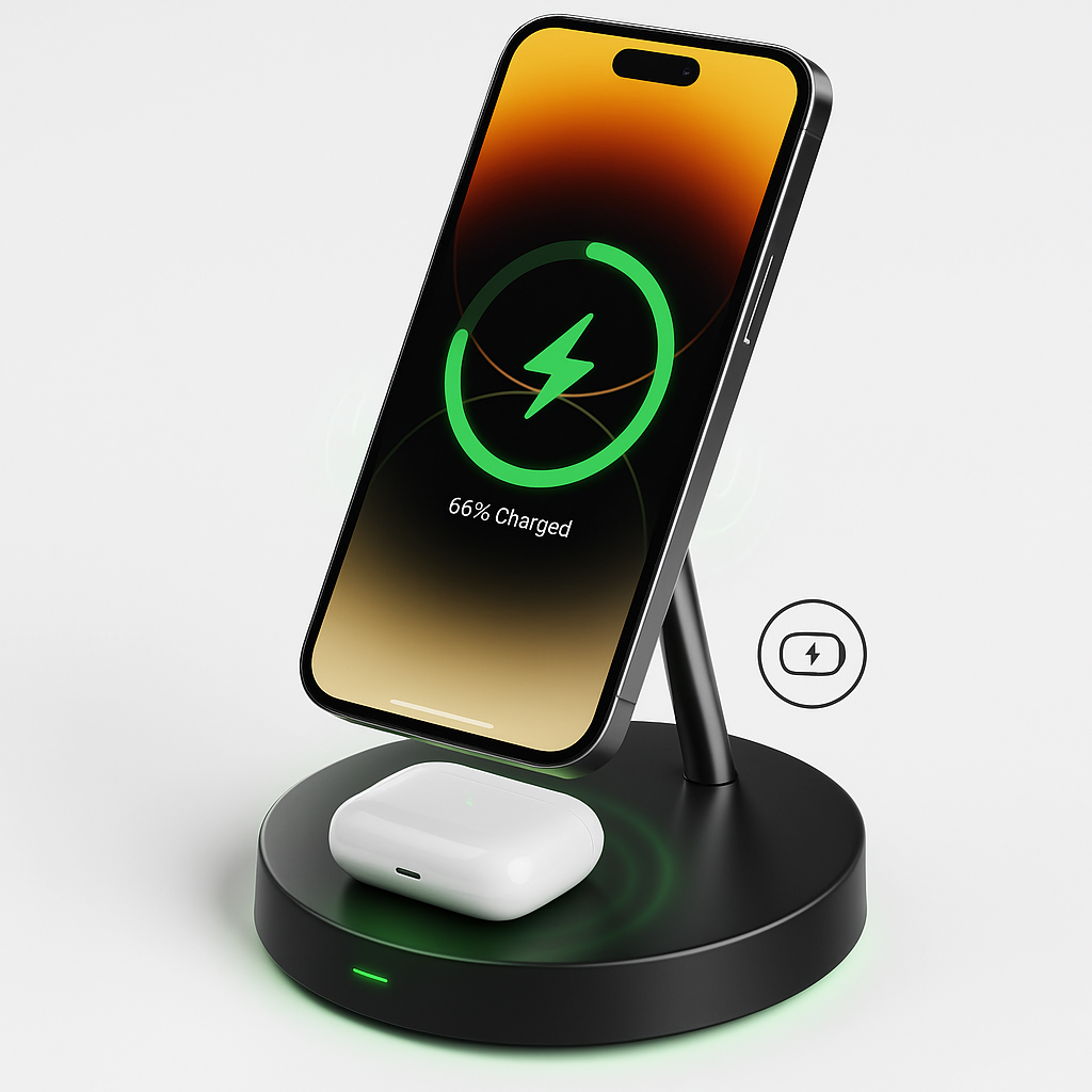 Wireless Phone Charger with MagSafe Stand