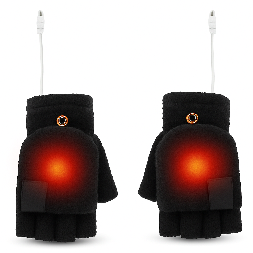 Heated Winter Knit Fingerless Gloves