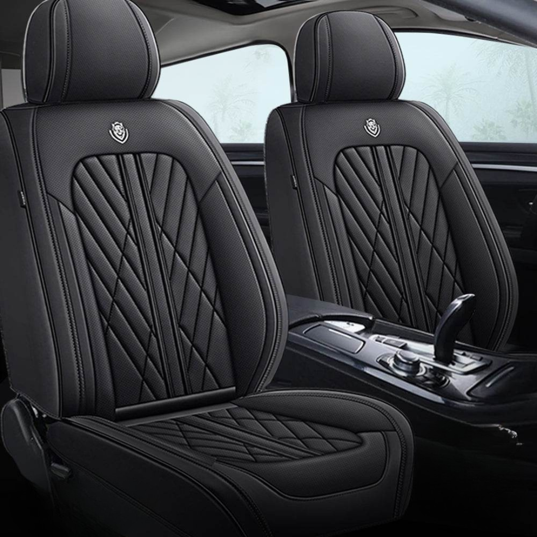 Car Seat Covers Black Leather Waterproof Fit