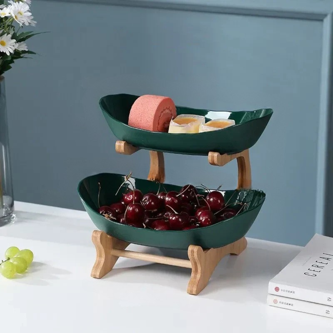 Fruit Bowl Stand with Wooden Frame