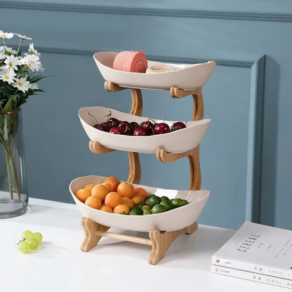 Fruit Bowl Stand with Wooden Frame