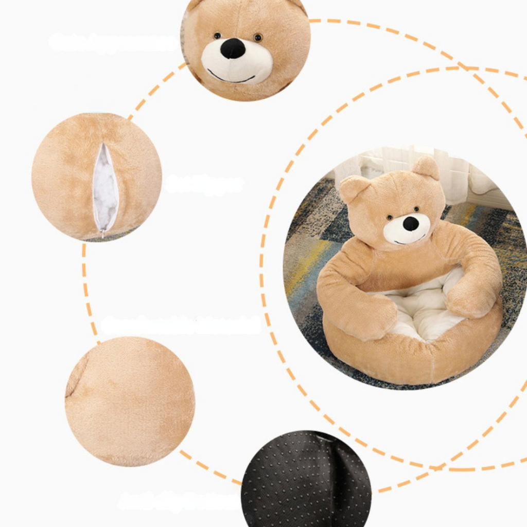 Pet Bed Plush Bear Cuddle-Style Nest