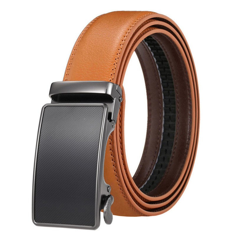 Leather Belt with Automatic Buckle for Men