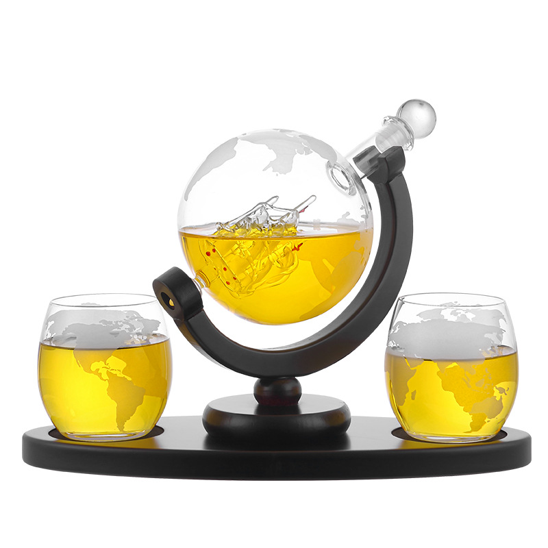 Whiskey Decanter Set with Globe Glasses