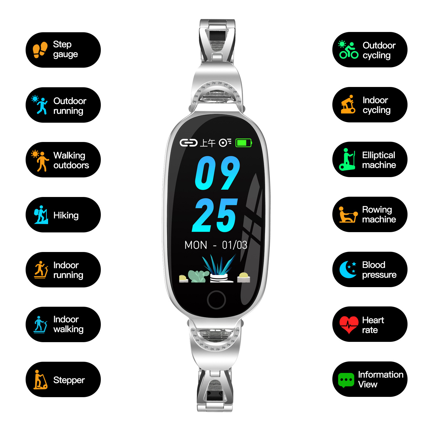 Smart Fitness Watch for Women with Bracelet Strap