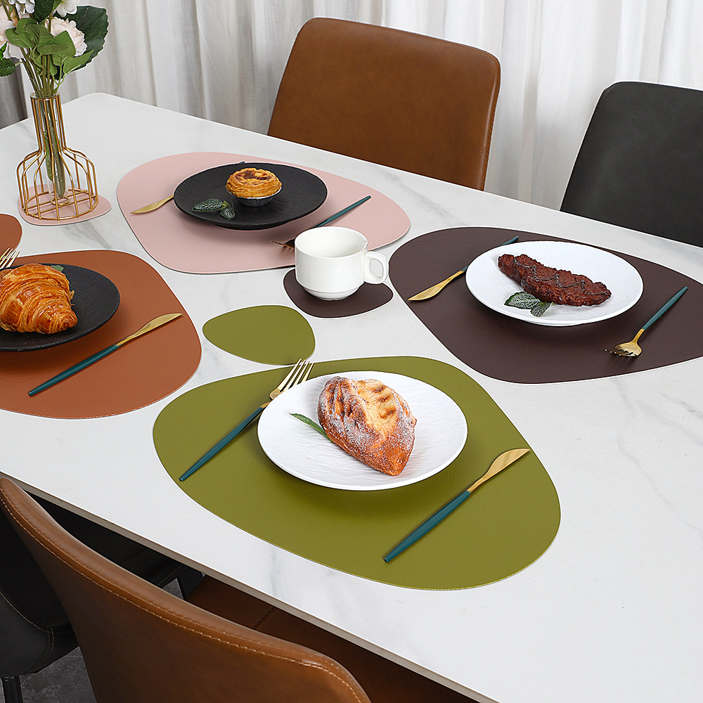 Table Mats Reversible Faux Leather Dining Set