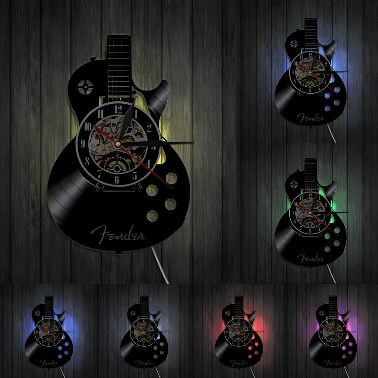 Vinyl Guitar Clock | Unique LED Wall Decor for Music Lovers