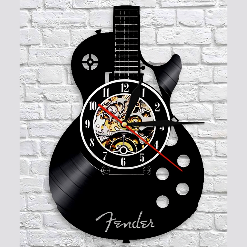Vinyl Guitar Clock | Unique LED Wall Decor for Music Lovers