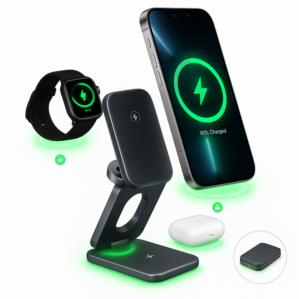 Wireless Charging Station Foldable for Travel Use
