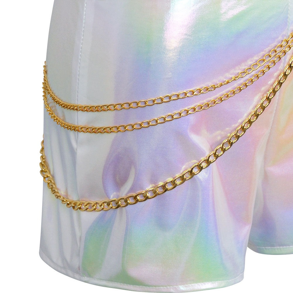 Girls Kpop Halloween Costume White Holographic Set