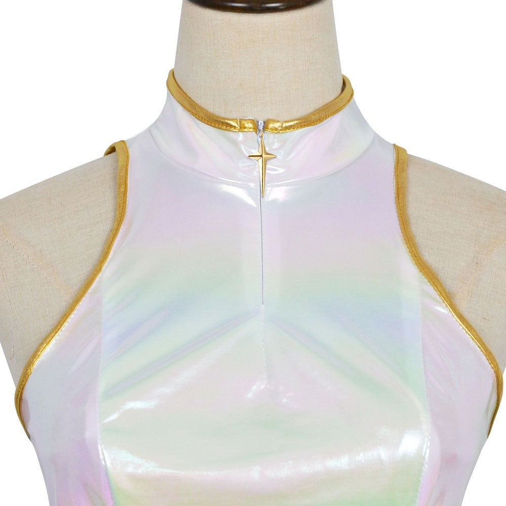 Girls Kpop Halloween Costume White Holographic Set