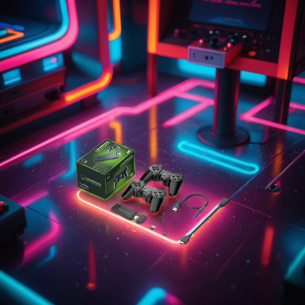 4K Retro Video Game Console Stick Dual Wireless Controllers Set