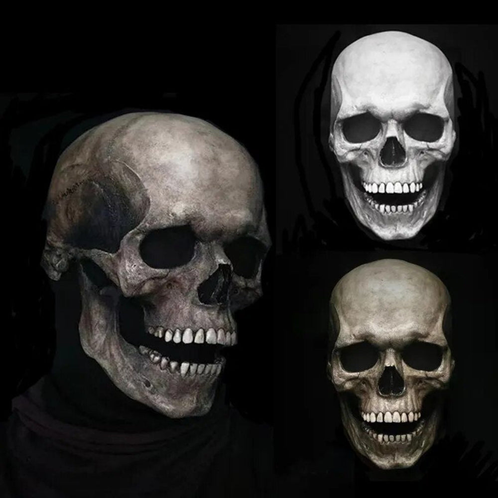 Halloween Skull Mask Movable Jaw Realistic Latex Full Head Costume