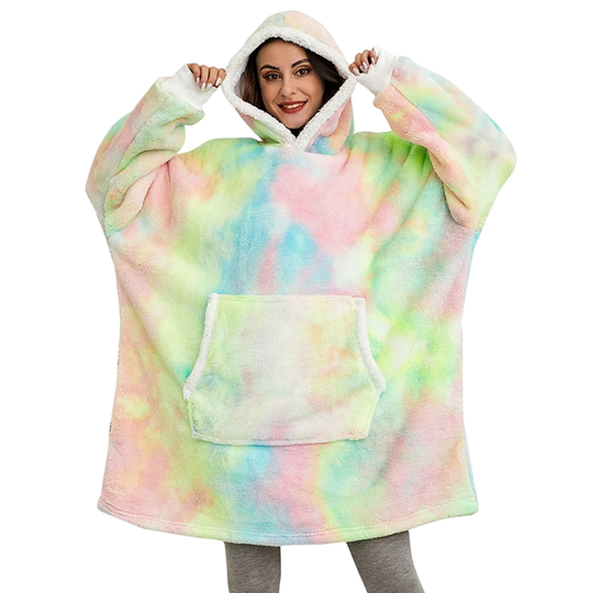 Oversized Fleece Hoodie Blanket with Pocket