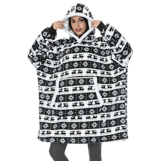 Oversized Fleece Hoodie Blanket with Pocket