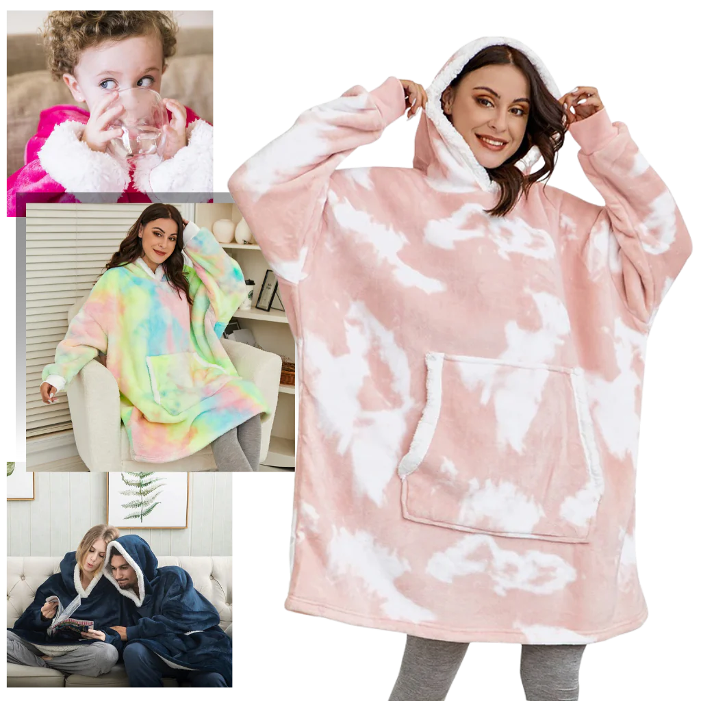 Oversized Fleece Hoodie Blanket with Pocket