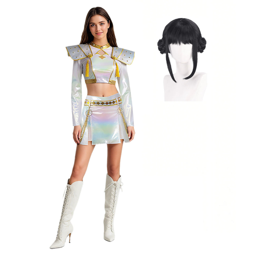 Halloween Costume White Leather Pop Star Outfit
