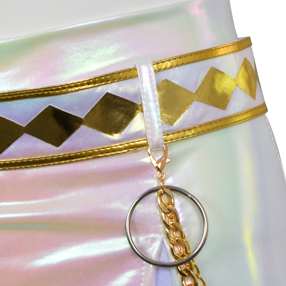 Halloween Costume White Leather Pop Star Outfit