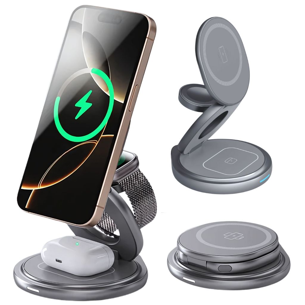 Wireless Charging Station with Foldable Stand