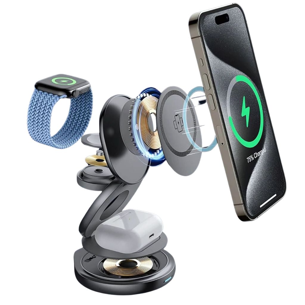 Wireless Charging Station with Foldable Stand