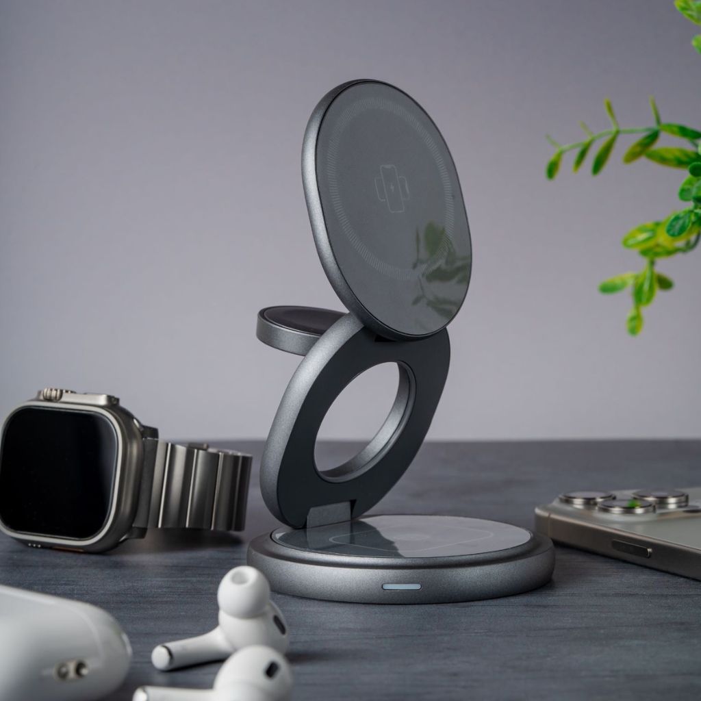 Wireless Charging Station with Foldable Stand