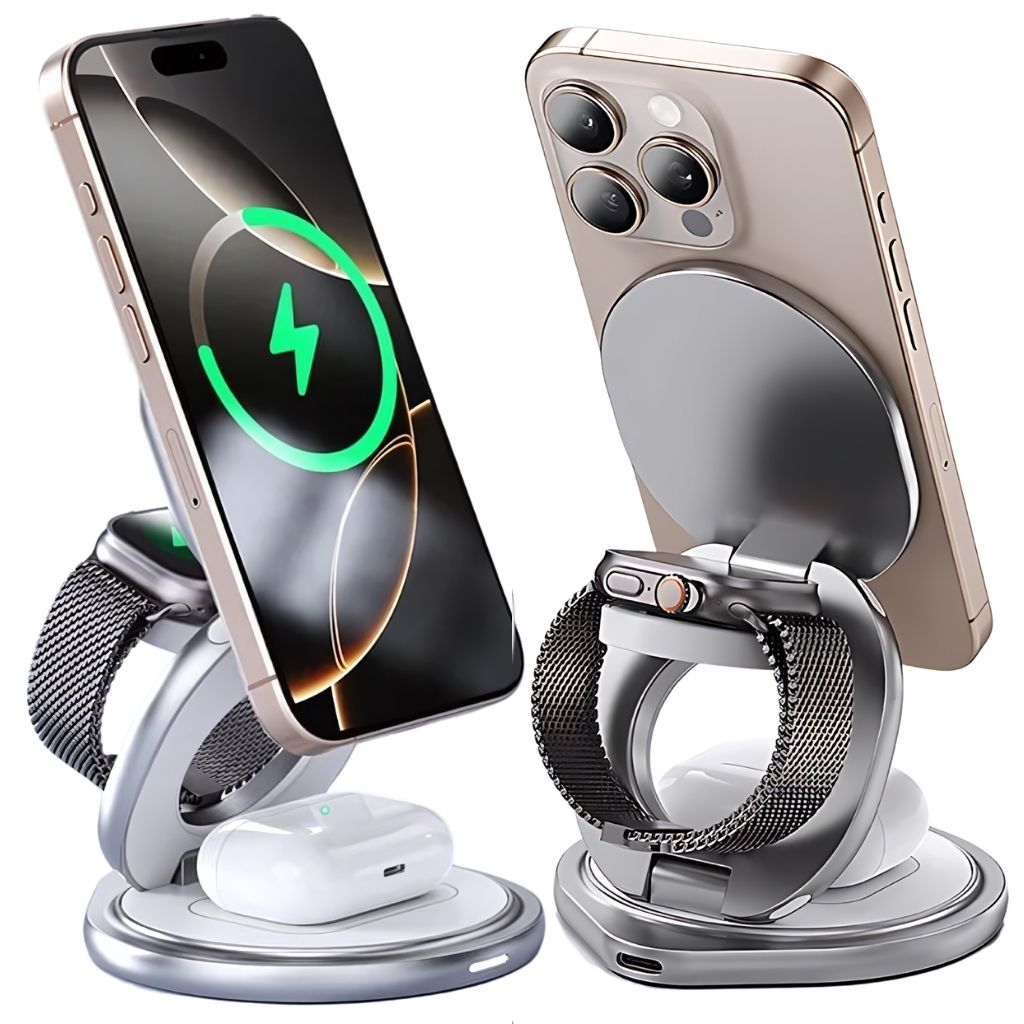 Wireless Charging Station with Foldable Stand