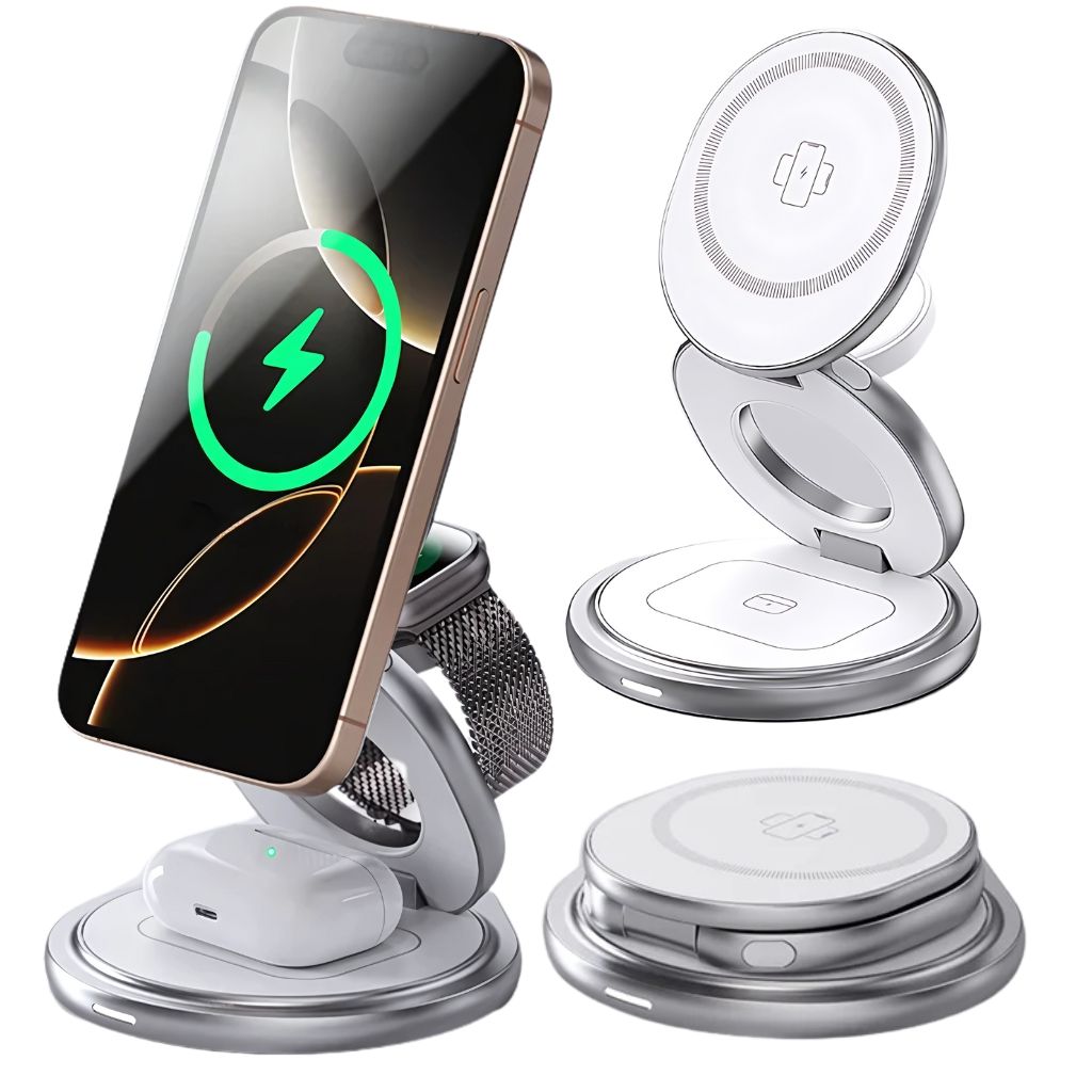 Wireless Charging Station with Foldable Stand