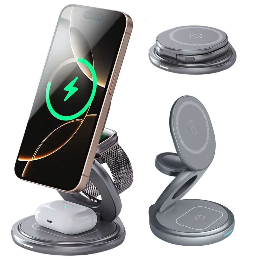 Wireless Charging Station with Foldable Stand